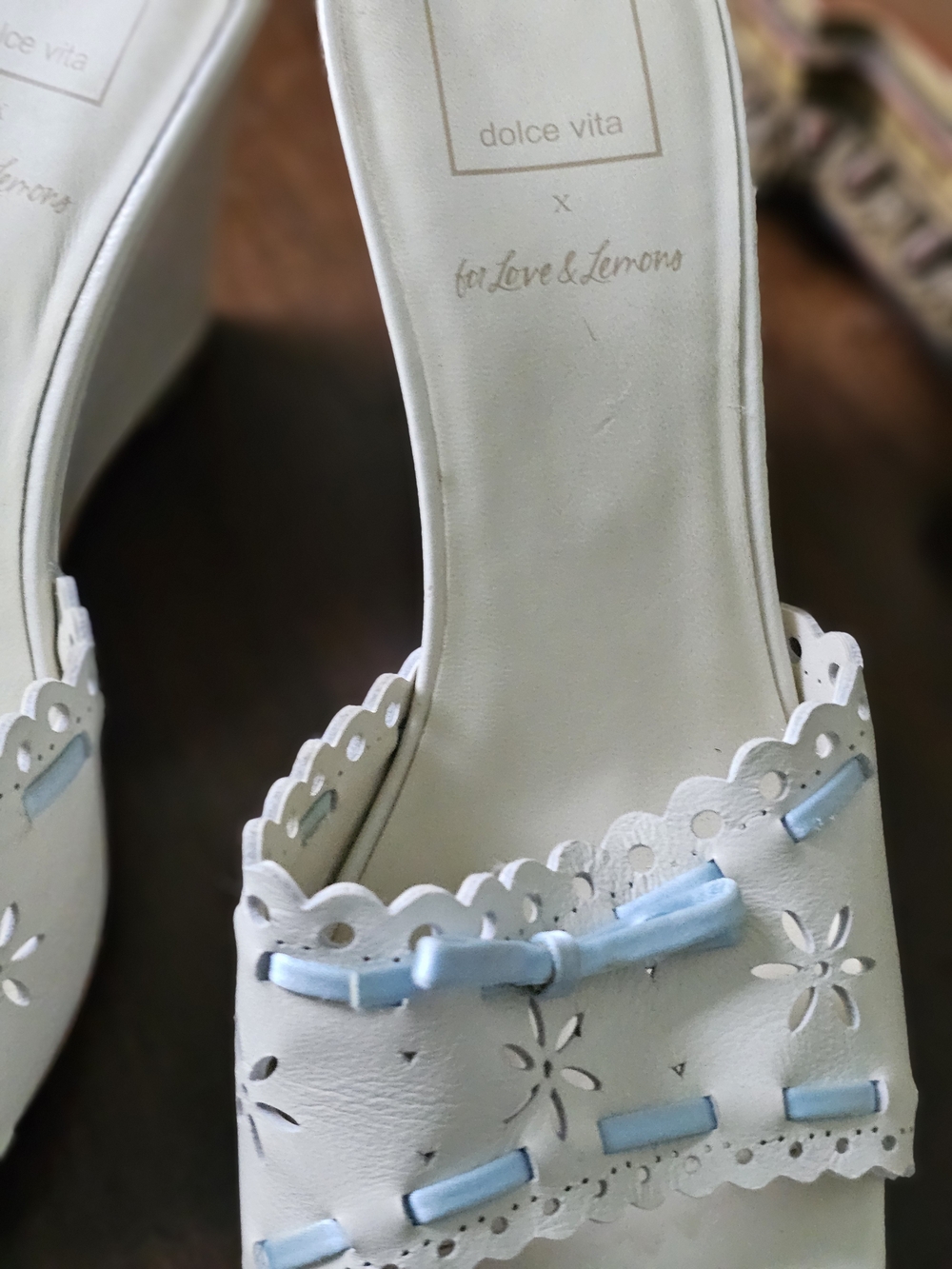 Dolce Vita For Love And Lemons Women’s Cream Light Blue Leather Wedges 8 2000s - Picture 4 of 7